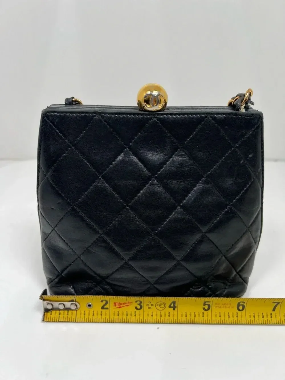 Chanel Vintage Black Quilted Lambskin CC Ball Chain Shoulder Crossbody Bag